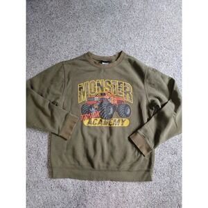 Joe Boxer Monster Truck Academy Boys Olive Green Sz 10/12 Sweatshirt Pullover